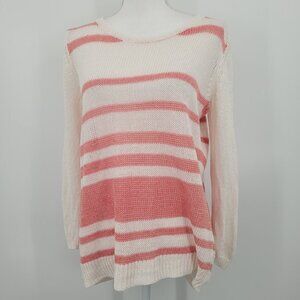 360Sweater Jagger Coral & Ivory Striped Sweater